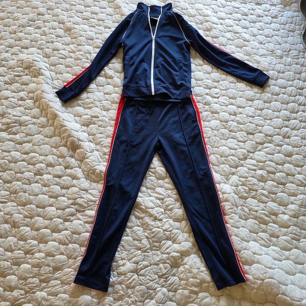 Original Use Navy Blue Tracksuit Set Zip JacketXS Jogger Pants S Red WhiteStripe